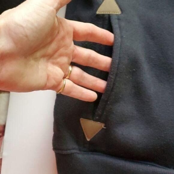 Lee Han Ton Sz. M Black Pullover Kangaroo Pockets Cinched Neck Sweatshirt - Picture 3 of 10